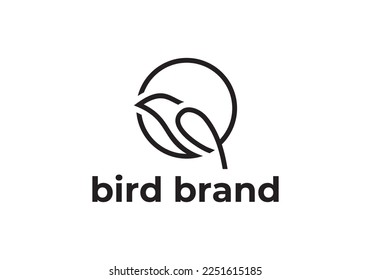 simple bird logo design. circle bird with line art style creative abstract vector illustration.