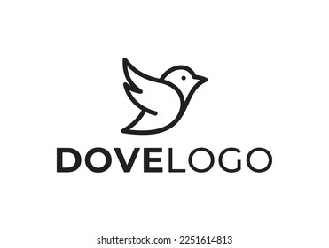 simple bird logo design. dove with line art style creative abstract vector illustration.