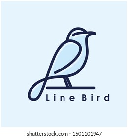 simple bird logo design with line art style