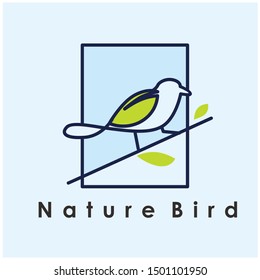 simple bird logo design with line art style