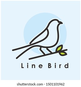 simple bird logo design with line art style