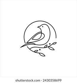 simple bird logo design with line art style