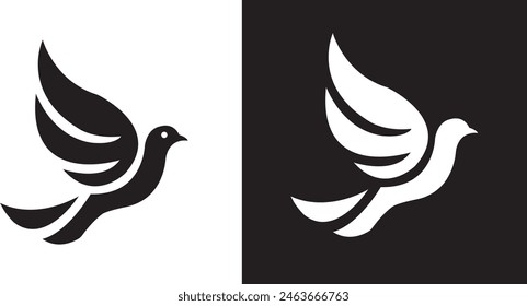 Simple bird logo. Flat style bird logo. Bird logo black and white