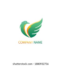 simple bird logo illustration of wings with color design vector template