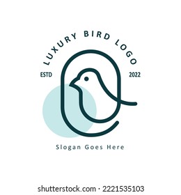 Simple bird logo with line art. icon vector illustration