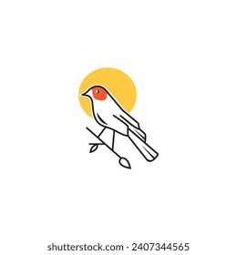 simple bird logo, line design, vector abstract illustration