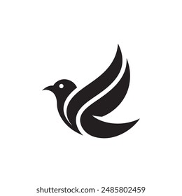 simple bird logo vector icon illustration, line art, one line art bird