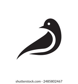 simple bird logo vector icon illustration, line art, one line art bird