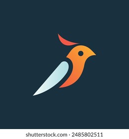 simple bird logo vector icon illustration, line art, one line art bird