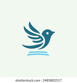ilustración simple del Vector del logotipo del pájaro, arte de la línea, pájaro del arte de la línea