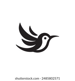 simple bird logo vector icon illustration, line art, one line art bird