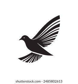 simple bird logo vector icon illustration, line art, one line art bird