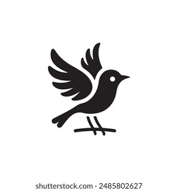 simple bird logo vector icon illustration, line art, one line art bird