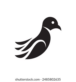 simple bird logo vector icon illustration, line art, one line art bird