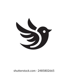 simple bird logo vector icon illustration, line art, one line art bird