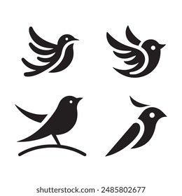 simple bird logo vector icon illustration, line art, one line art bird