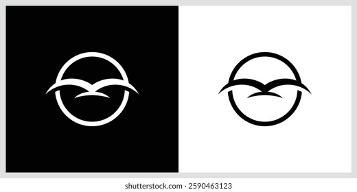 Simple bird logo vector icon illustration, line art.