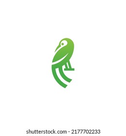 simple bird with long tail logo vector 