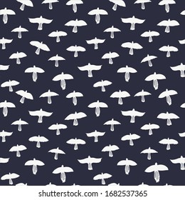 Simple Bird Silhouette Seamless Vector Background Pattern. Birds flying wallpaper.