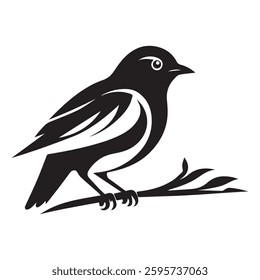 Simple Bird silhouette vector icon on white background
