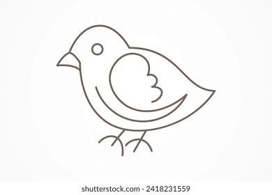 Una simple ilustración de un vector de aves aislada en fondo blanco. Página de coloreado de niños con vector de pájaros. Colores para principiantes.