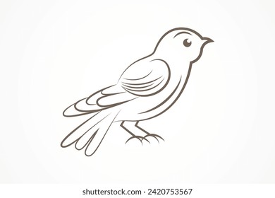 Una simple ilustración de un vector de aves aislada en fondo blanco. Página de coloreado de niños con vector de pájaros. Colores para principiantes.