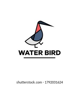 simple bird walking logo vector illustration