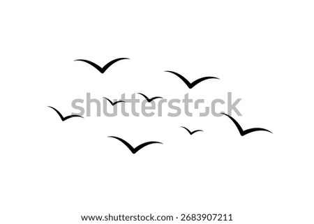 Simple birds flying icon. Flat vector illustration design isolated on white background.