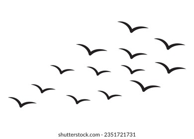 Simple birds flying illustration vector.