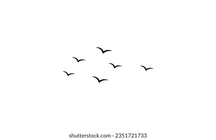 Simple birds flying illustration vector.