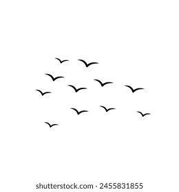 Simple birds flying illustration vector.