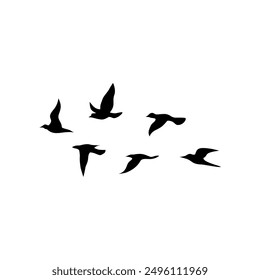 Simple birds flying illustration vector.