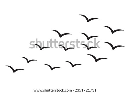 Simple birds flying illustration vector.