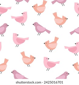 Simple birds seamless pattern. Background for poster, banner, fabric, wallpaper. Vector illustration
