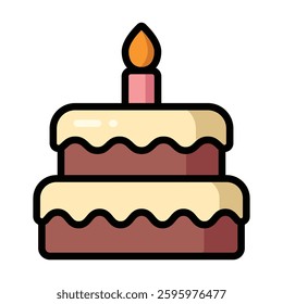 Simple Birthday Cake colorful icon. The icon can be used for websites, print templates, presentation templates, illustrations, etc	