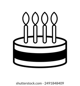 El diseño simple de la torta de cumpleaños es un símbolo universal de cumpleaños e hitos personales. Es perfecto para invitaciones, tarjetas de felicitación o como icono de celebración de cumpleaños.