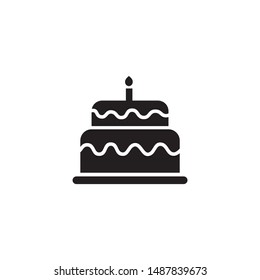Simple birthday cake flat icon design vector