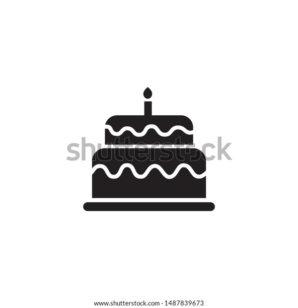 Simple Birthday Cake Flat Icon Design Stock Vector Royalty Free