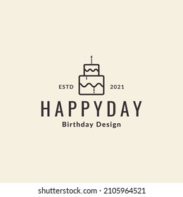 simple birthday cake hipster logo design vector graphic symbol icon sign illustration creative idea