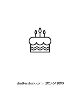 Simple Birthday Cake Icon Illustration Design, Cake Symbol with Outlined Style Template Vector