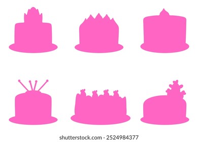 Simple birthday cake icon set