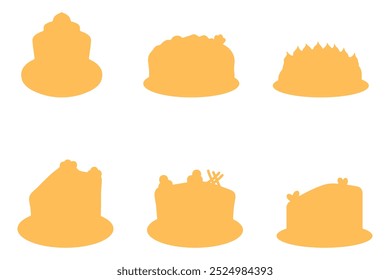 Simple birthday cake icon set