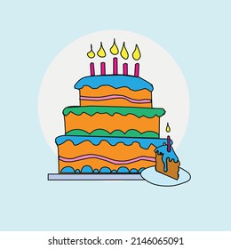 Simple Birthday Cake and cake slice