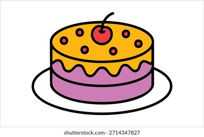 arte vetorial de bolo de aniversário simples isolado no fundo branco