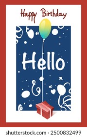 simple birthday card with text and red gift in the middle