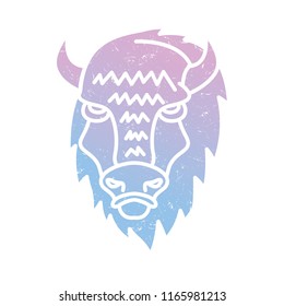 Simple bison bull t shirt design monoline poster