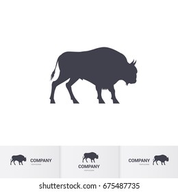 Simple Bison for Mascot Logo Template on White Background