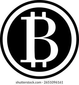 Simples Bitcoin ícone preto e branco