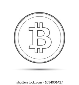 Simple bitcoin icon isolated on white background, crypto currency coin, vector illustration