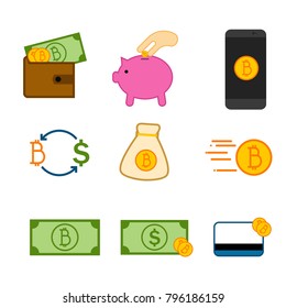 Simple Bitcoin Investment Symbol Vector Illustration Graphic Design Set